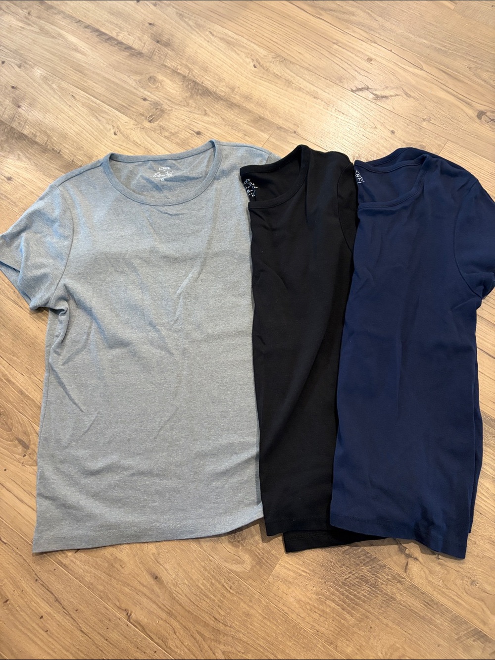 J. Crew Women’s Short Sleeve Tee Set - Light Gray, Black & Navy